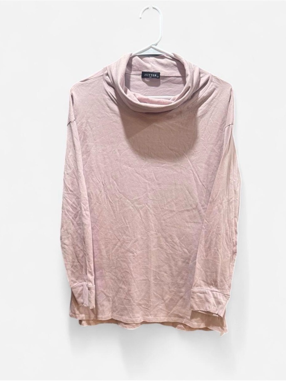 Soft Pink Cowl Neck Long Sleeve Top by Zutter USA 🇺🇸 100% cotton NWT size S